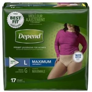 Depend FIT-FLEX Incontinence Underwear for Women Maximum Absorbency Large