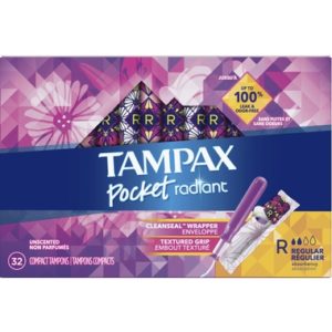 Tampax Pocket Radiant Compact Tampons Regular Absorbency