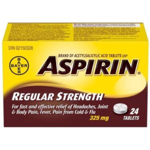 Aspirin 325mg Regular Strength Tablets Small Bottle