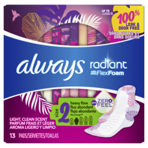 Always Radiant Pads Overnight Absorbency