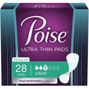 Poise Ultra Thin Incontinence Pads Light Absorbency Regular Length