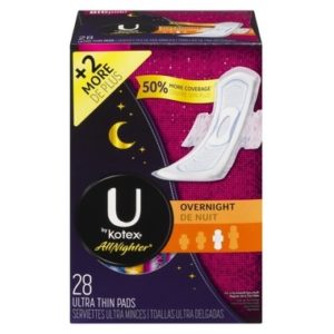 U by Kotex AllNighter Ultra Thin Pads Overnight With Wings