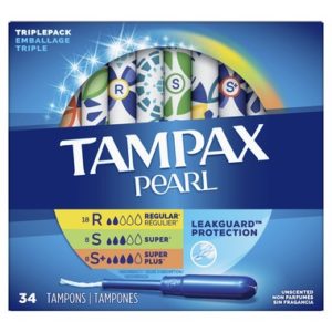 Tampax Pearl Unscented Tampons Triple Pack Heavy