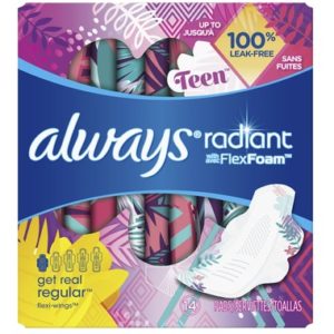 Always Radiant Infinity Teen Pads with Wings