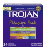 Trojan Pleasure Pack Stimulating Variety of Lubricated Latex Condoms