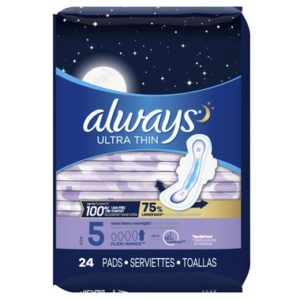 Always Ultra Thin Pads Extra Heavy Overnight with Wings Unscented