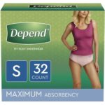 Depend FIT-FLEX Incontinence Underwear for Women Maximum Absorbency Small