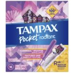 Tampax Pocket Radiant Compact Tampons Regular Absorbency Unscented