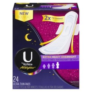 U by Kotex AllNighter Ultra Thin Pads Extra Heavy Overnight with Wings