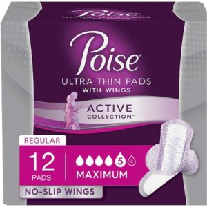 Poise Active Collection Incontinence Pads with Wings Maximum Absorbency