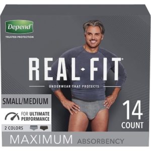 Depend Real Fit Incontinence Underwear for Men Maximum Absorbency S/M