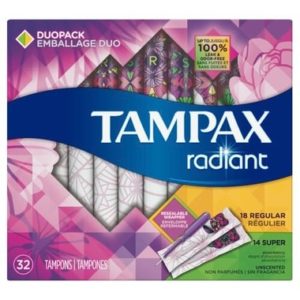 Tampax Radiant Duo Pack Plastic Tampons