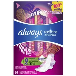 Always Radiant Pads Heavy Flow Absorbency Scented