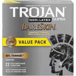 Trojan Supra Non-Latex BareSkin Lubricated Polyurethane Condoms
