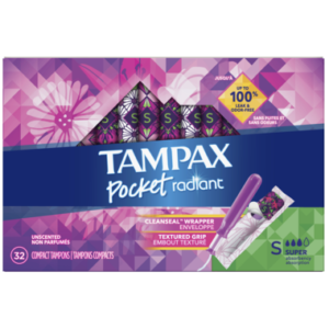 Tampax Pocket Radiant Compact Tampons Super Absorbency