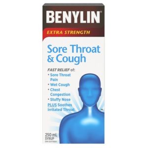 Benylin Extra Strength Sore Throat & Cough Syrup Medicine